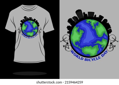 World bicycle day in city retro t shirt design