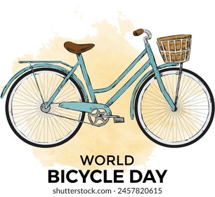 World Bicycle Day, Bicycle day creative design for social media banner, poster, watercolor. 3rd June World Bicycle Day.
