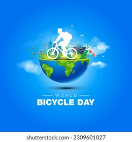 World Bicycle Day creative poster design.