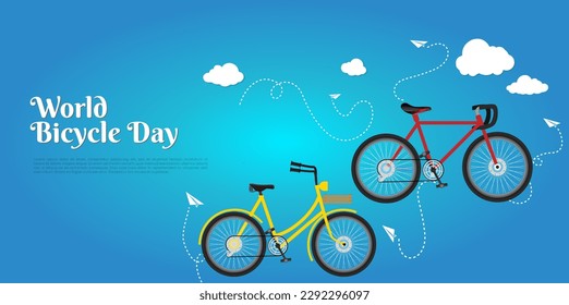 World bicycle day design background vector suitable for poster, social media, banner, flyer and backdrop