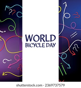 Día Mundial de la Bicicleta . Diseño adecuado para carteles y pancartas de tarjetas de felicitación