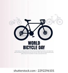 Vector de diseño del día mundial de la bicicleta. Feliz día del diseño de bicicleta vector.