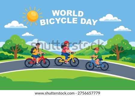 World Bicycle Day Flat Illustration Banner