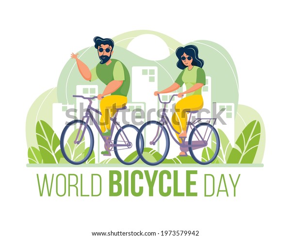 World Bicycle\
Day Green Flat Style.  Suitable to commemorate world bicycle day.\
Flat Style Green\
Illustration.
