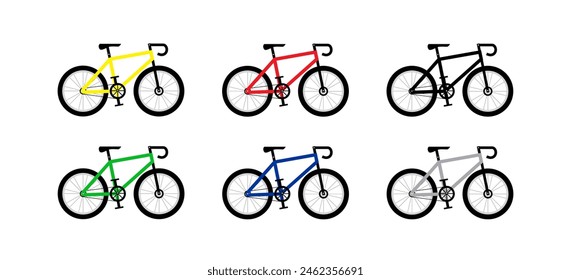 World bicycle day icon. Bicycles with different coloured background vector illustration design