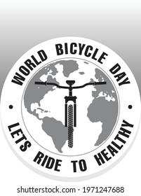 World Bicycle Day illustration concept logo. Commemorating World Bicycle Day on 3rd June.