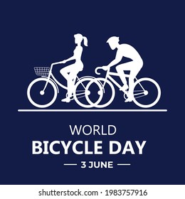 World Bicycle Day. June 3. Holiday concept. Template for background, banner, card, poster with text inscription. Vector 