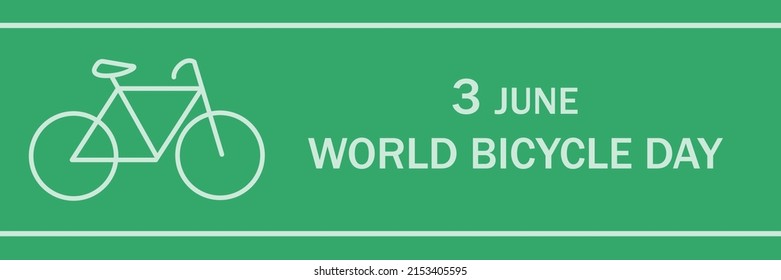 World Bicycle Day June 3. Holiday concept. Template for background, banner, card, poster with text inscription. Bicycle race tour. Sport icon. Cyclist t shirt. Cycling symbol. Funny vector bike green