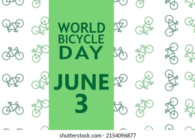 Día Mundial de la Bicicleta. 3 de junio. Concepto de vacaciones. Plantilla para fondo, banner, tarjeta, afiche con inscripción de texto. ilustración vectorial con diseño de bicicleta. Concepto de día sin coche. 22 de septiembre.