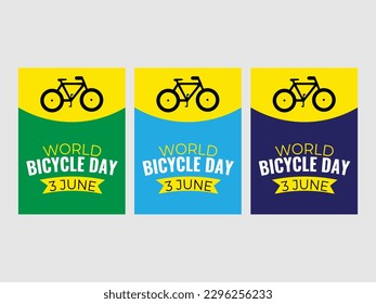 World Bicycle Day. June 3. Template, banner, card, poster