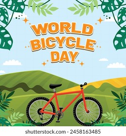 World Bicycle Day – June 3, 2024, Attractive design, can be used on all social media platforms, beautiful color combination, get it now for your first purchase.