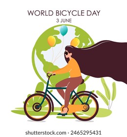World Bicycle Day. June 3. world bicycle day celebration. banner, poster, background. World Bicycle Day Concept. ride cycle. World Bicycle Day Poster.