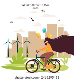 World Bicycle Day. June 3. world bicycle day celebration. banner, poster, background. World Bicycle Day Concept. ride cycle. World Bicycle Day Poster.