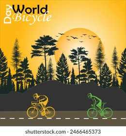 World Bicycle Day, June 3, World Bicycle Day celebration. banner, poster, and World Bicycle Day Concept, vector
