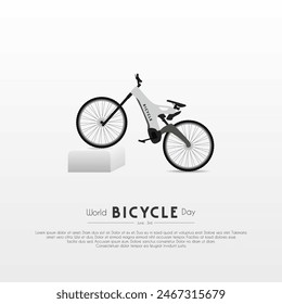 Día mundial de la bicicleta. 3 de junio. Concepto de Festiva. Plantilla para fondo, Anuncio, tarjeta, cartel, etc