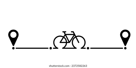 World bicycle day and pointers on way. Sport icon. Cyclist, cycling symbol. vector bike pictogram. Road, pin location logo. Pointer or point trekking route. Pinpoint logo. Vehicle, biking on the road