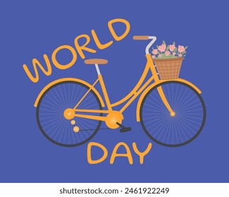 World Bicycle Day. Postcard, background, banner for holidays.