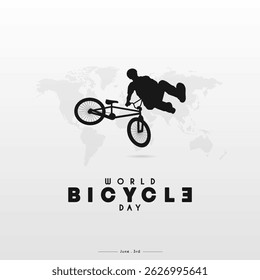 World Bicycle Day Poster with black bike silhouette vector. Bike silhouette isolated on a white background
