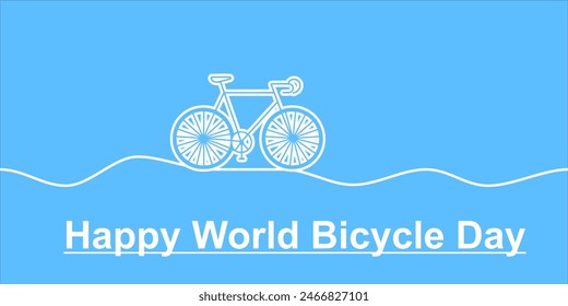 World Bicycle Day Poster with green bike silhouette vector. Green bicycle icon vector. Bike silhouette isolated on a green background. Bicycle Day Poster, June 3. Important day