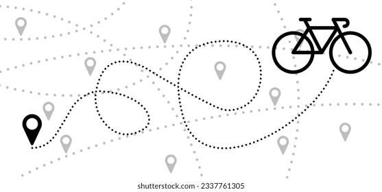 World Bicycle day race tour. Sport icon Cyclist, cycling symbol. vector bike pictogram. Pin location logo. Pointer or point trekking route. Pinpoint logo. Mountain bike