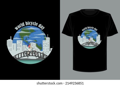 World bicycle day retro vintage t shirt design