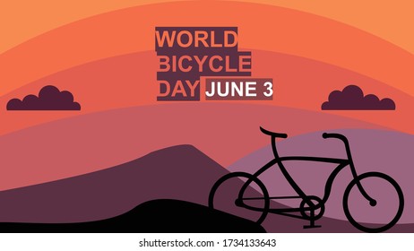 World Bicycle Day template design for banner, greeting cards, Logo, , Symbol, Icon, label, Banner or Poster Design - Vector, Illustration. Landscape Size