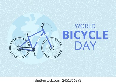 World bicycle day template. Global sport and healthy life holiday greeting card. bike background. Vector flat illustration.