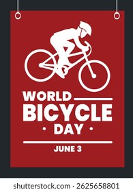 Tipografía del Día Mundial de la Bicicleta Diseño de camiseta roja