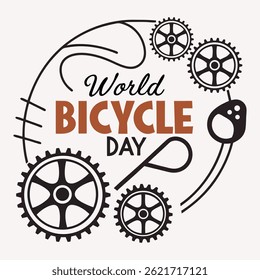 Dia Mundial da Bicicleta Tipografia de design de t-shirt