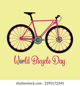 world bicycle day vector background. Bike silhouette isolated Bicycle Day June 3 Poster design