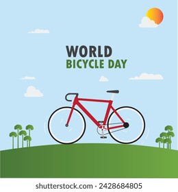 Diseño de vector del Día Mundial de la Bicicleta. Diseño simple y elegante