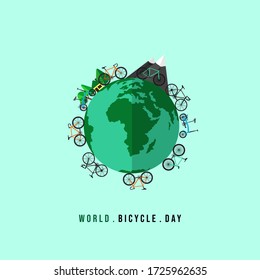 World Bicycle Day Vector Illustration with any bike on earth. good for Bicycle Day logo or template design.