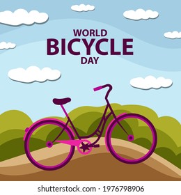 World bicycle day vector illustration design. Bicycle is a symbol to promote healthy lifestyle and has positive impact on climate.