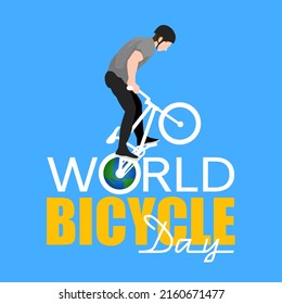 World Bicycle Day vector illustration. Suitable for Poster, Banners, campaign and greeting card.