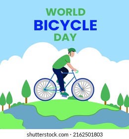 World Bicycle Day Vector Illustration suitable for poster, social media post, card etc