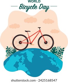 Ilustración vectorial del Día Mundial de la Bicicleta para la celebración anual del Día Mundial sin Coche	
