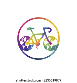 World Bicycle Day. Bicycle with wheels in planet earth shape icon vector design.
