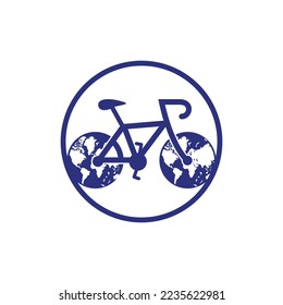 World Bicycle Day. Bicycle with wheels in planet earth shape icon vector design.