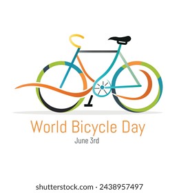 World Bicycle Day.multicolor linear bicycle on white background.