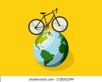 World bike day concept illustration vector template. Design for banner, postcard or print.