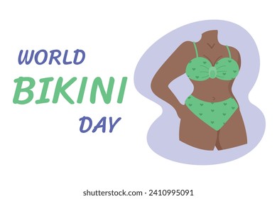 World Bikini Day. Vector illustration of a woman in bikini.