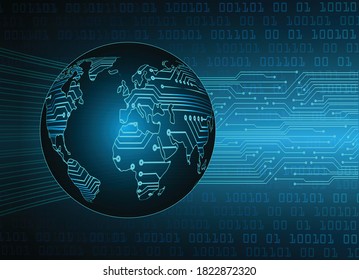 world binary circuit board future technology, blue hud cyber security concept background