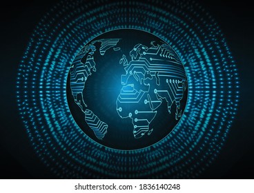 world binary circuit board future technology, blue cyber security concept background