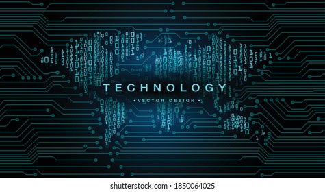 world binary circuit board future technology, blue hud cyber security concept background

