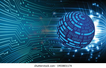 world binary circuit board future technology, blue hud cyber security concept background