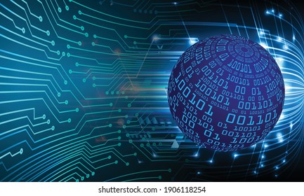 world binary circuit board future technology, blue hud cyber security concept background