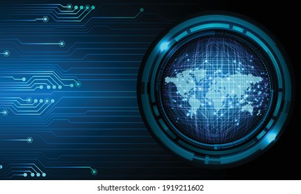 world binary circuit board future technology, blue hud cyber security concept background