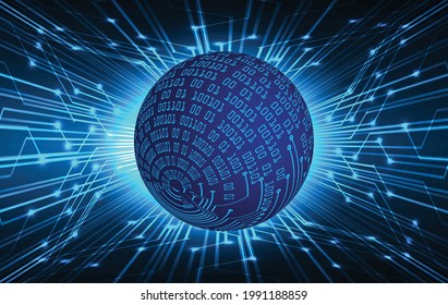 world binary circuit board future technology, blue hud cyber security concept background