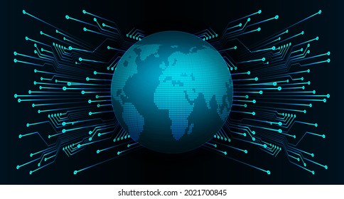 world binary circuit board future technology, blue hud cyber security concept background