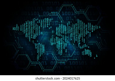 world binary circuit board future technology, blue hud cyber security concept background